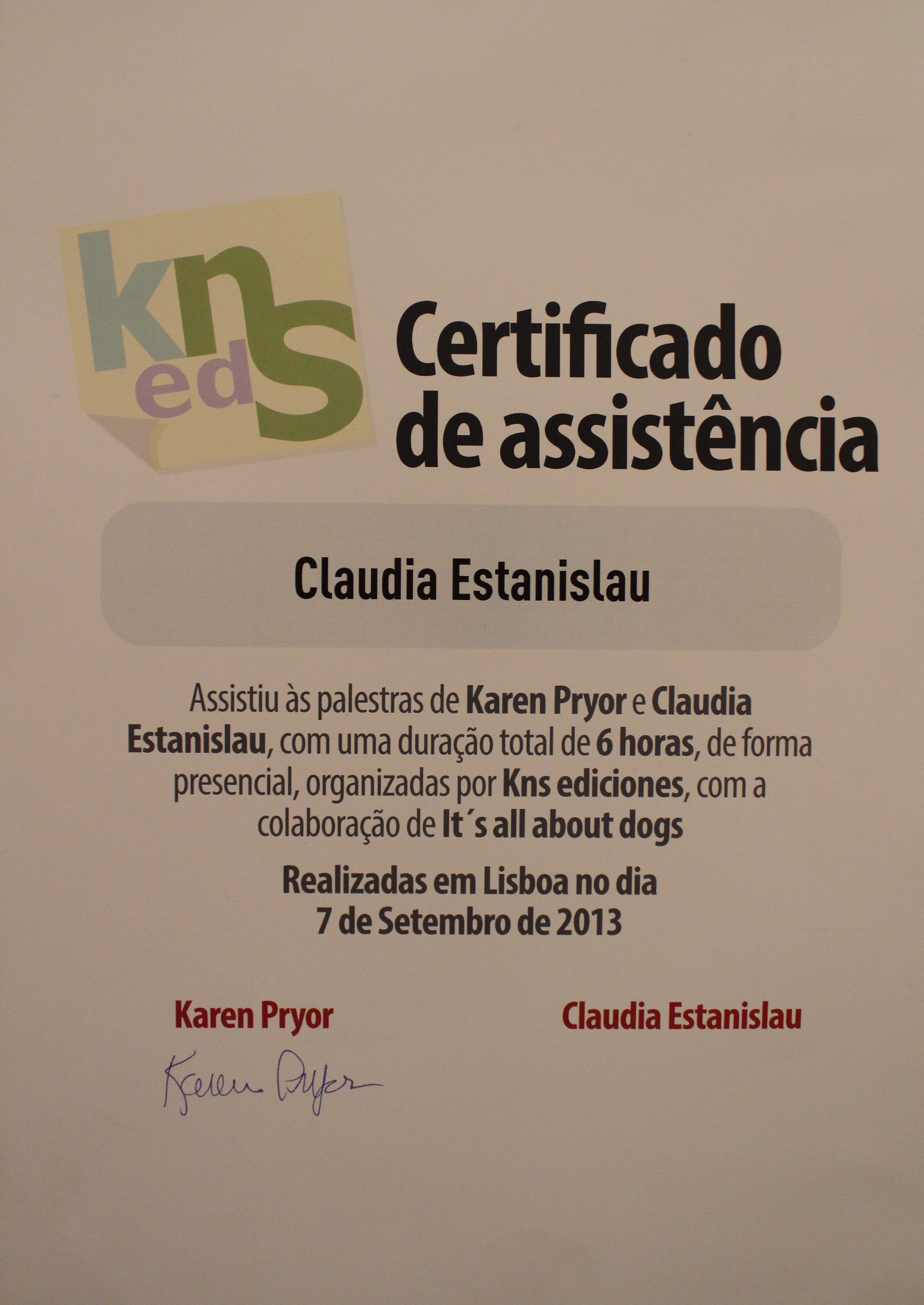 Certificado Karen Pryor